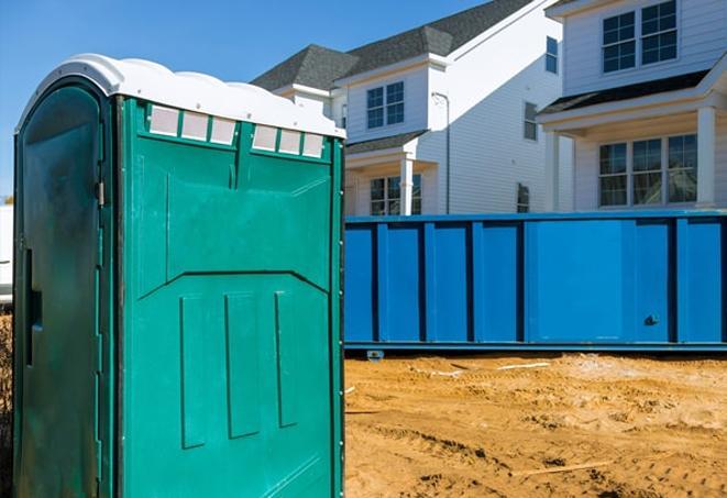 clean, well-maintained porta potties on a job site